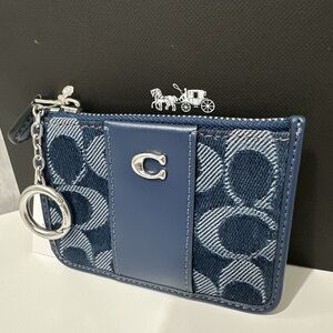 NEW! COACH Essential Mini Id Card Case In Signature Denim